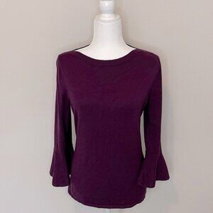 41 Hawthorn Tamzen Bell Sleeve Boatneck Sweater | Dark Purple | Medium | EUC